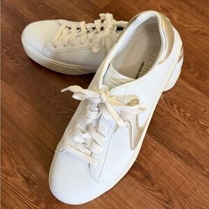Women’s Skechers Court Classic Sneakers - White with Gold Highlights- Size 11